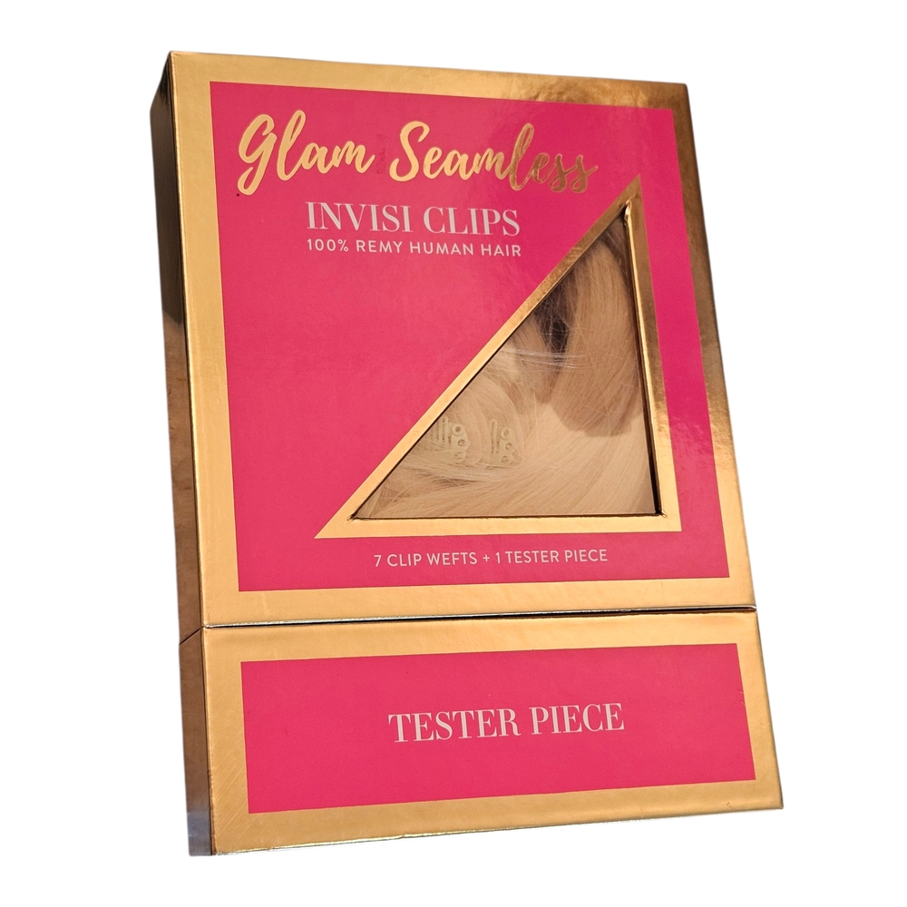 NWT - Glam Seamless - Invisi Clips Hair Extensions - Blonde 613 16" 7 Clips